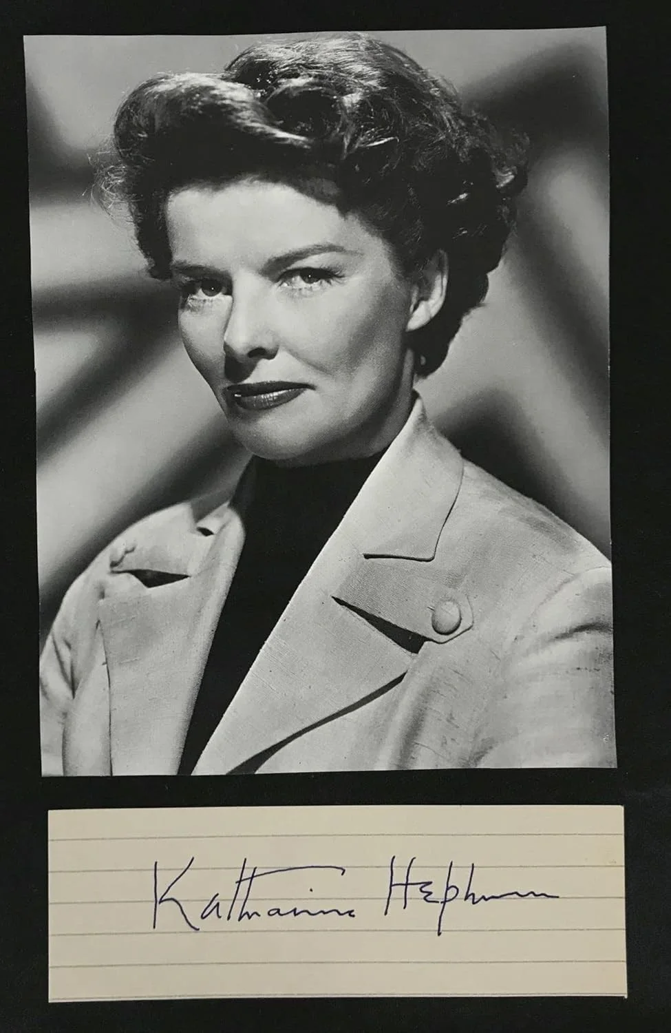 Katharine Hepburn — Katharine Hepburn Signed Autographed Vintage Signature Cut 8.5x11 Display