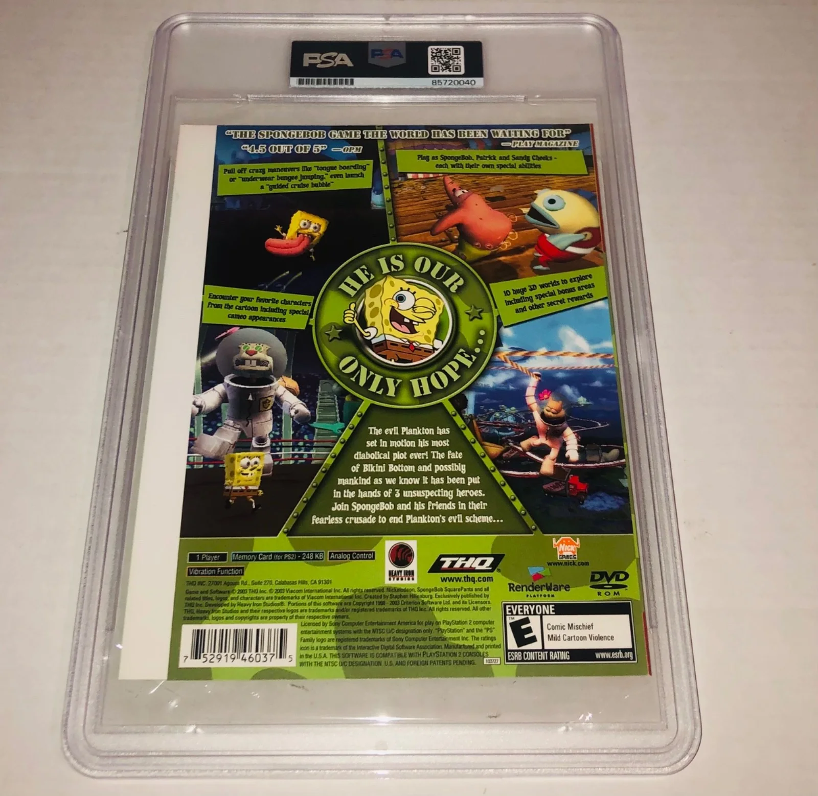 Rodger Bumpass — Rodger Bumpass Squidward Spongebob PS2 Signed Video Game Cover PSA Encapsulated, изображение 2