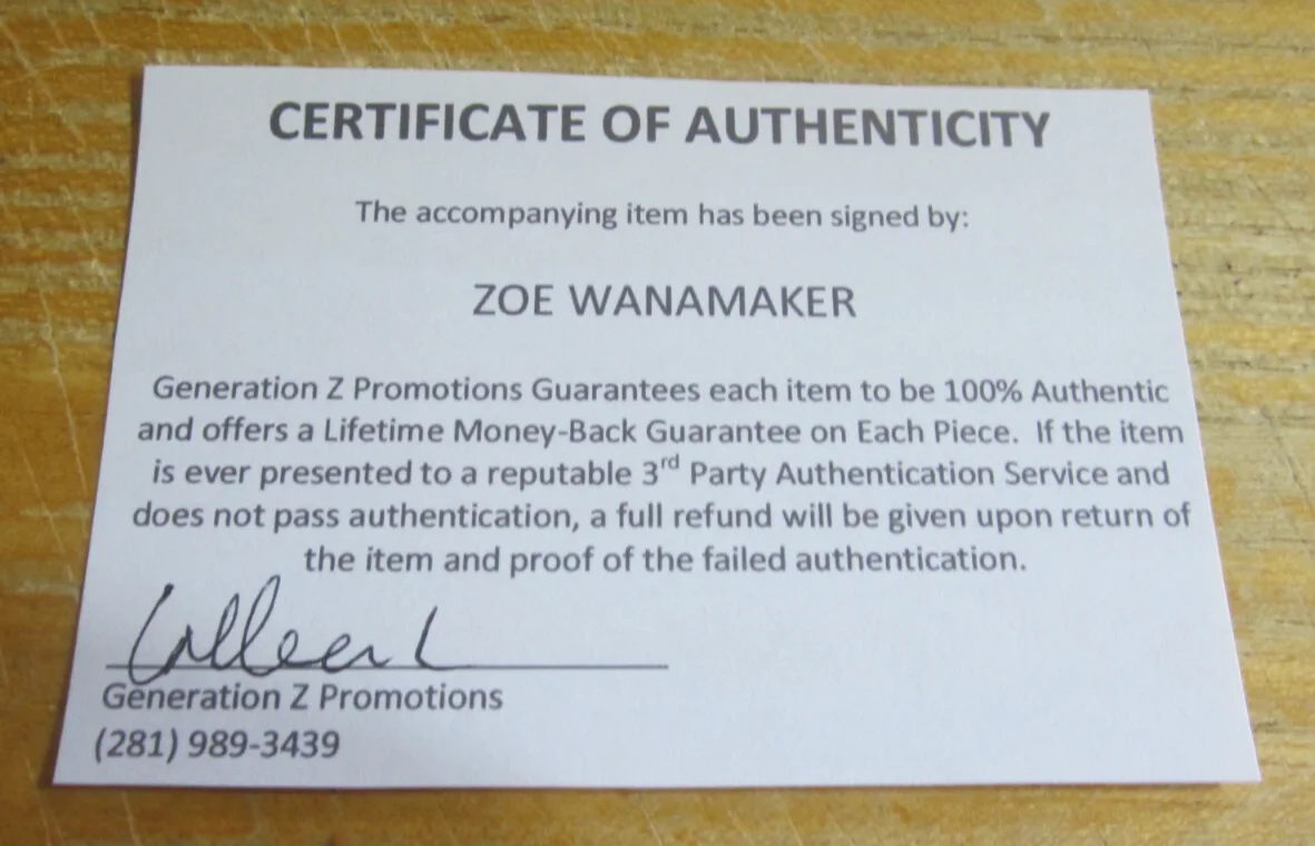 Zoe Wanamaker — Zoe Wanamaker Actress Autographed Signed 5X7 Photo "Harry Potter" Madame Hooch, image 3