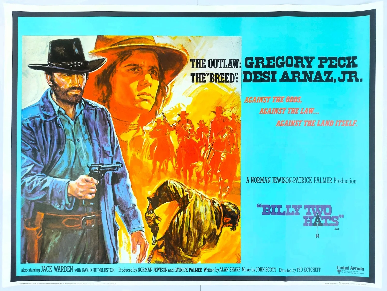 BILLY TWO HATS ORIGINAL UK QUAD MOVIE POSTER 1974, изображение 2