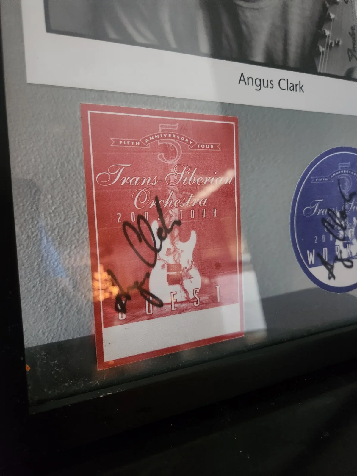 Angus Clark Autographed Photo Trans Siberian Orchestra Ticket Framed, image 2