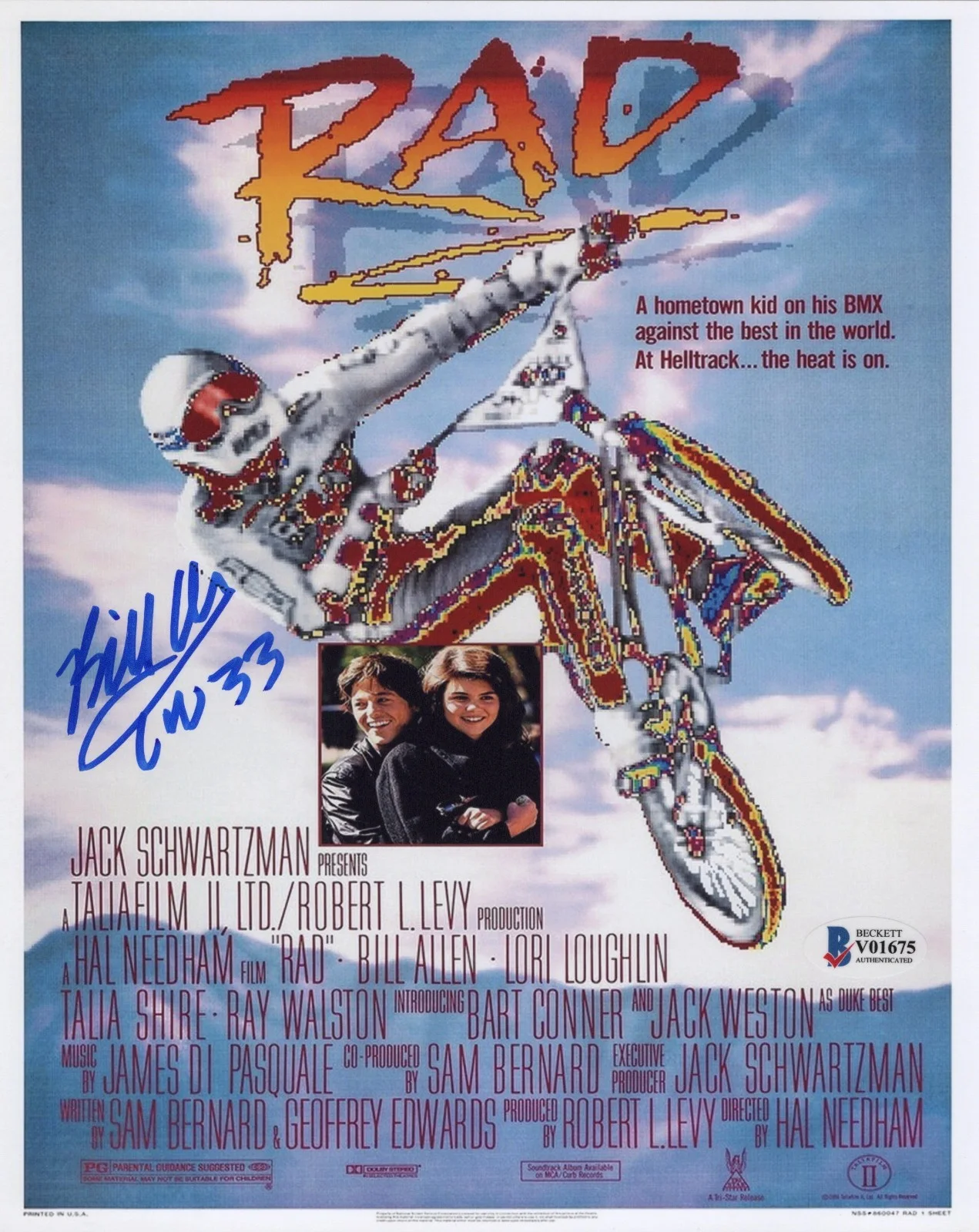 BILL ALLEN SIGNED 'RAD' CRU JONES #33 8x10 MOVIE PHOTO 2 BAS BECKETT COA PROOF, изображение 2