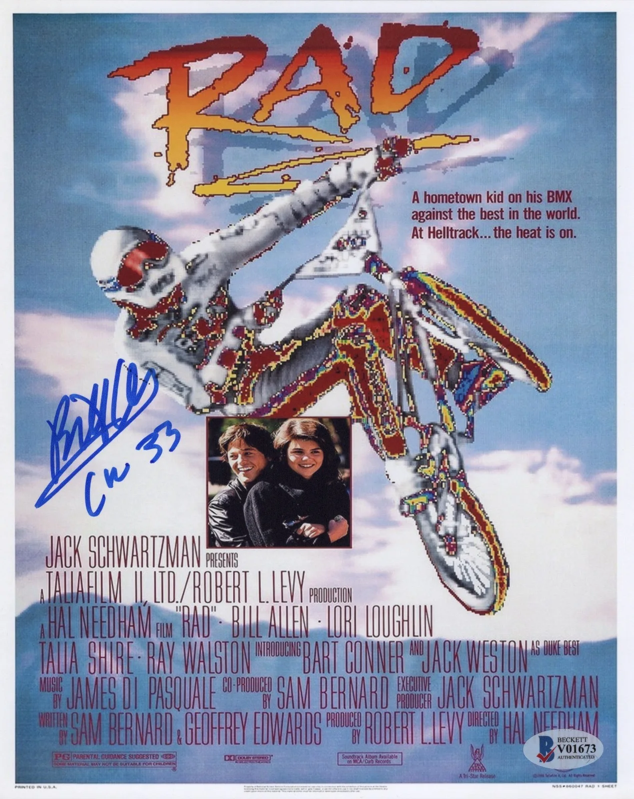 BILL ALLEN SIGNED 'RAD' CRU JONES #33 8x10 MOVIE PHOTO BAS BECKETT COA PROOF, изображение 2