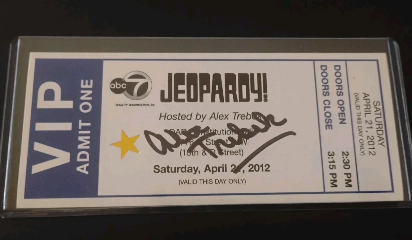 ALEX TREBEK — ALEX TREBEK LEGENDARY JEOPARDY T.V ICON SIGNED AUTOGRAPH LIVE SHOW TAPING TICKET