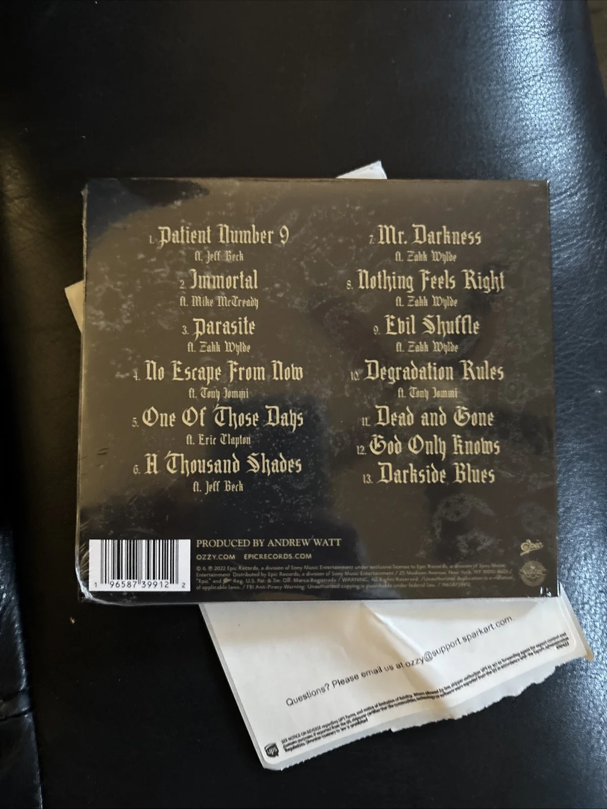 Ozzy Osbourne Patient Number 9 CD with Hand Signed Autographed Insert Card, image 3