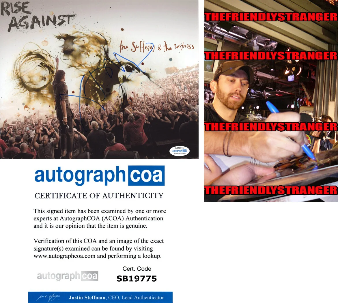 TIM McILRATH — Tim McIlrath signed "RISE AGAINST" 8x10 Photo PROOF Suffering & Witness ACOA COA