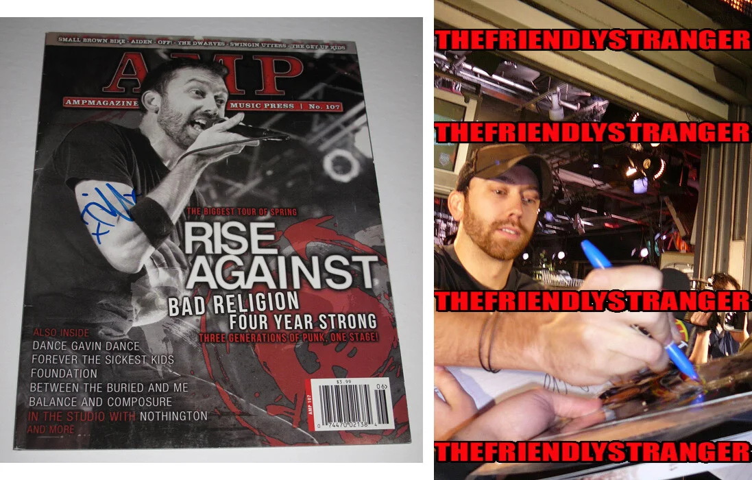 TIM McILRATH — Tim McIlrath signed RISE AGAINST "AMP" Magazine PROOF Autographed COA Rare