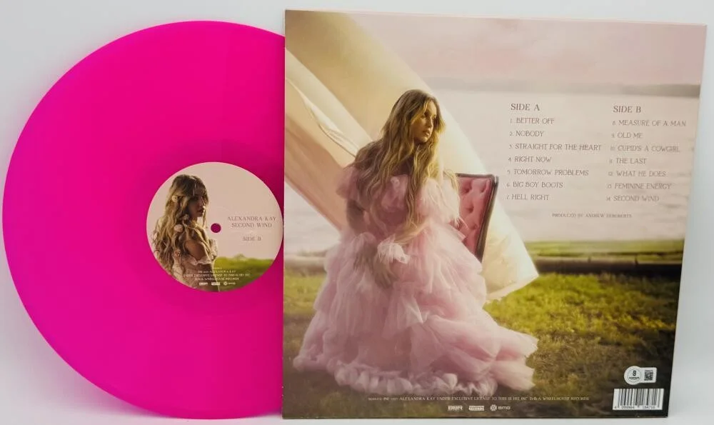 ALEXANDRA KAY — ALEXANDRA KAY SIGNED SECOND WIND PINK VINYL RECORD COUNTRY AUTOGRAPH BAS K74, изображение 4