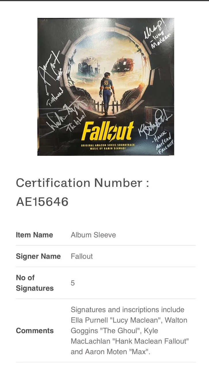 Walter Goggins — Fallout TV Show Cast Signed Beckett Cert. Vinyl LP Ella Purnell/Walter Goggins, изображение 2