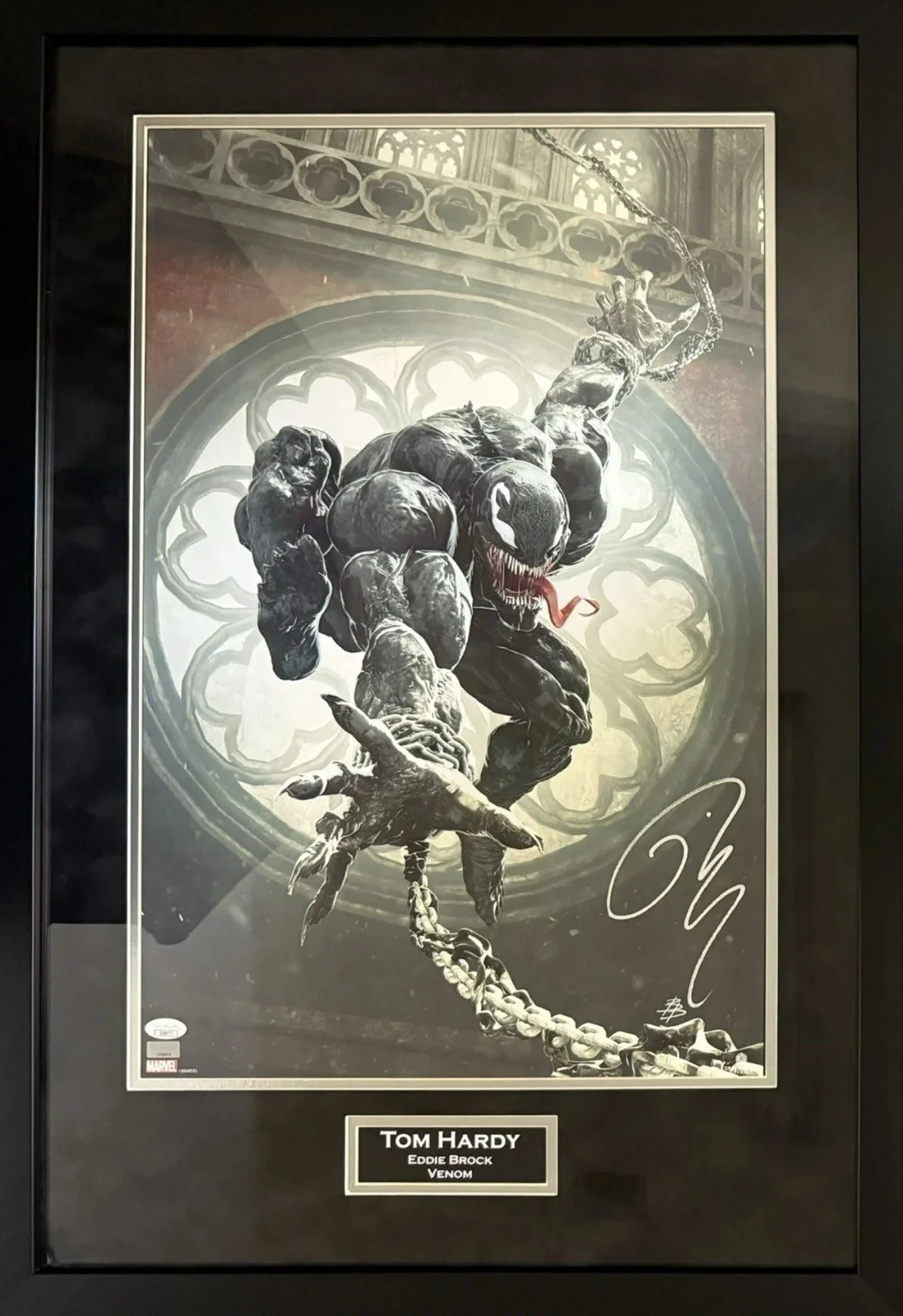 Tom Hardy — Tom Hardy autographed signed suede framed 16x24 giclee art piece Venom JSA COA
