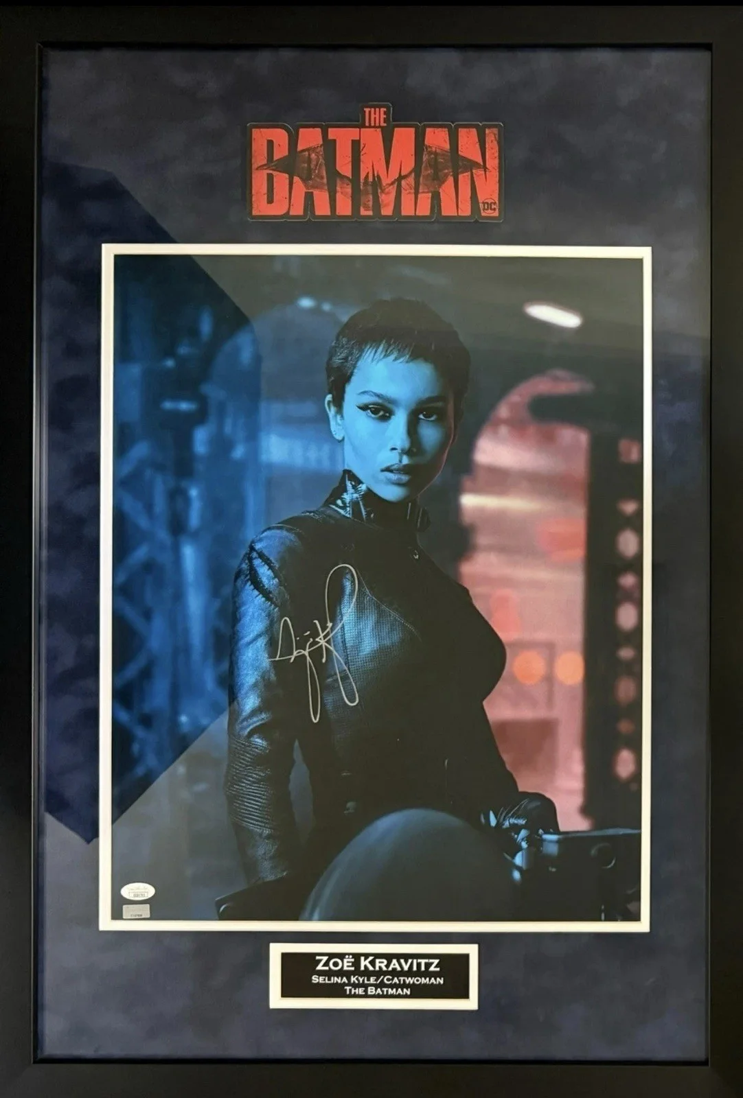 Zoe Kravitz — Zoe Kravitz autographed signed suede framed 16x20 photo Batman Cat Woman JSA COA