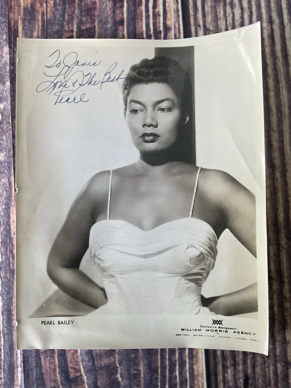 Pearl Bailey — Pearl Bailey Actress Singer Signed 8x10 Original Photo, William Morris Agency