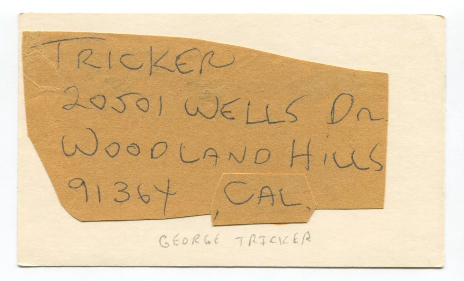George Tricker — George Tricker Signed 3x5 Index Card Autographed Writer Producer Welcome Kotter, image 2