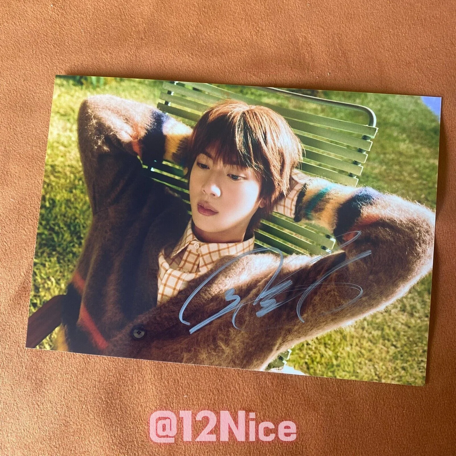 BTS JIN AUTOGRAPHED SIGNED PHOTO K-POP COLLECTION 4*6 2024B, image 4
