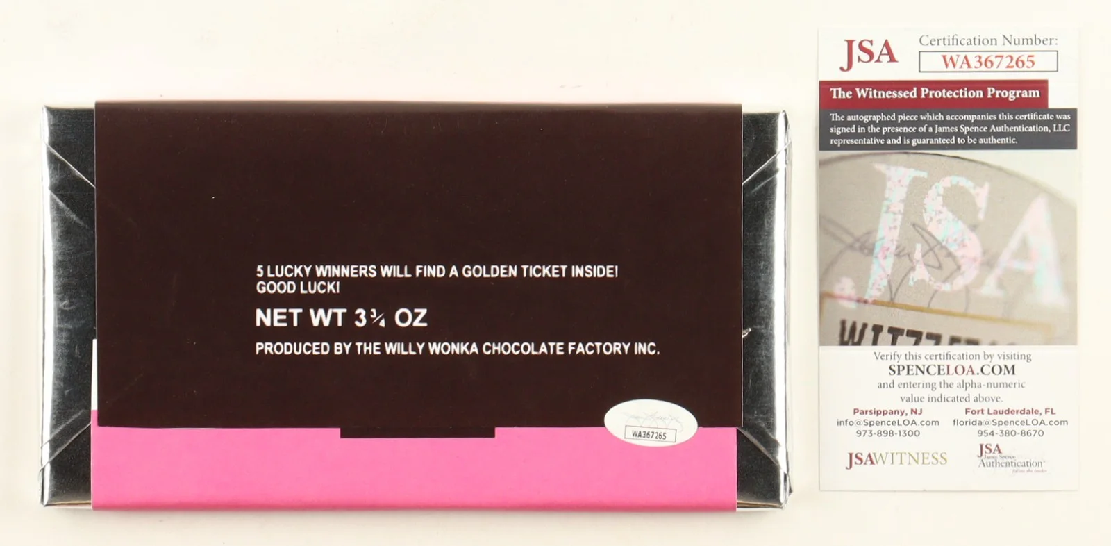 Peter Ostrum — Peter Ostrum Signed Willy Wonka Bar Inscribed Charlie JSA COA, изображение 2