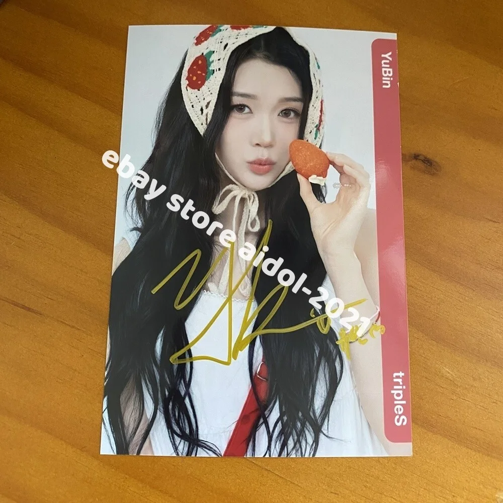 TripleS Yubin Autographed Signed Photo Picture K-POP 4*6 2025, изображение 3