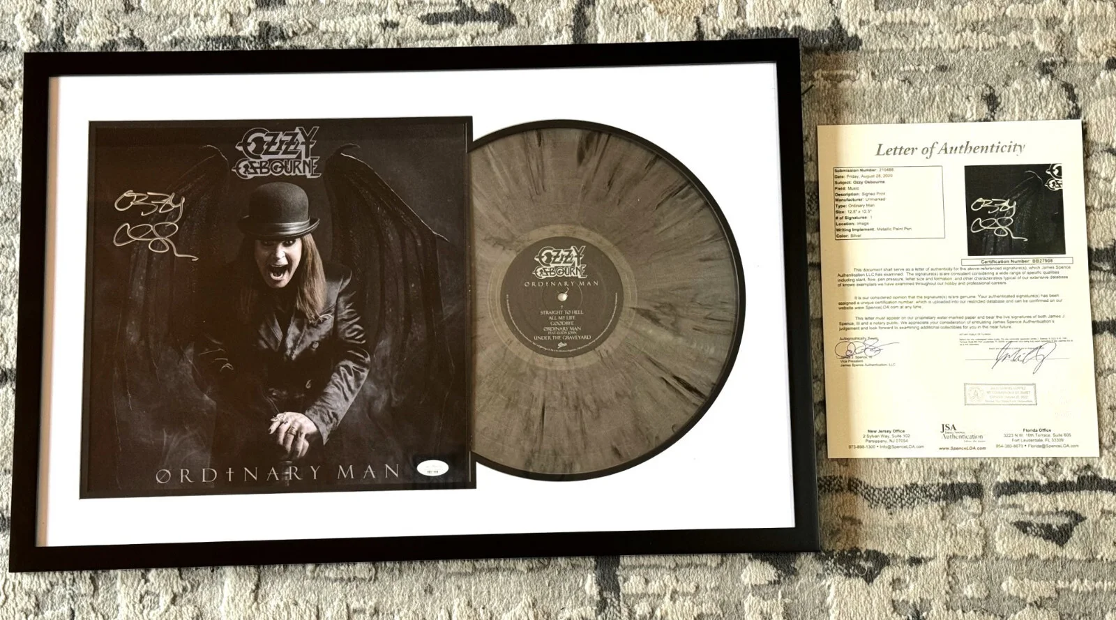 OZZY OSBOURNE Ordinary Man Vinyl Signed Flat Autographed JSA Notorized COA, image 2