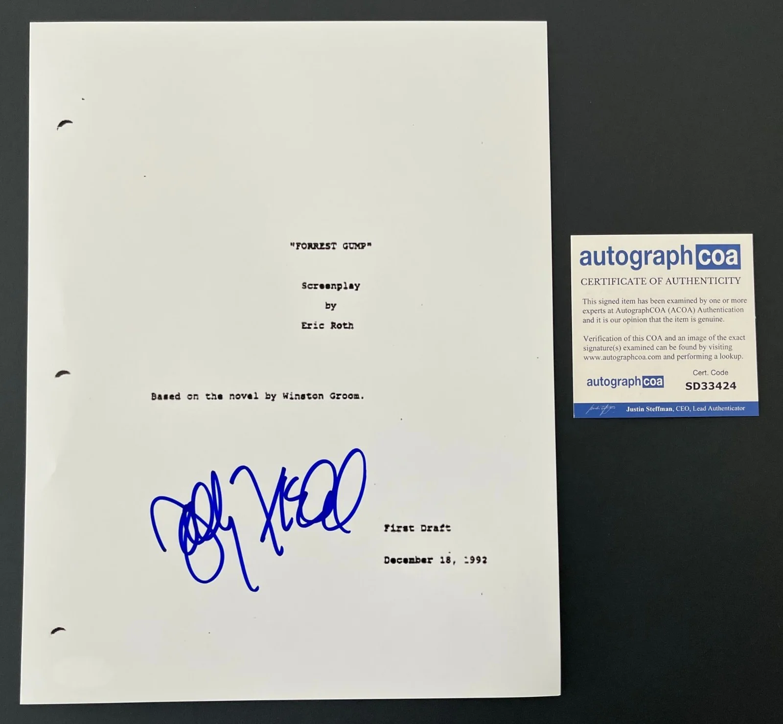 SALLY FIELD SIGNED FORREST GUMP 132 PG SCRIPT w/EXACT PROOF & AUTOGRAPH COA ACOA, image 2