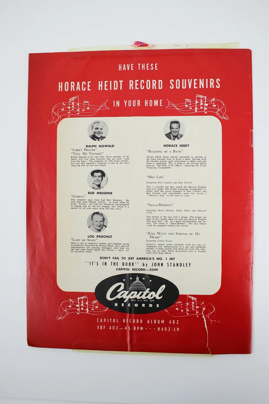 Horace Heidt American Big Band Pianist Concert Program with Tickets 1953, image 2