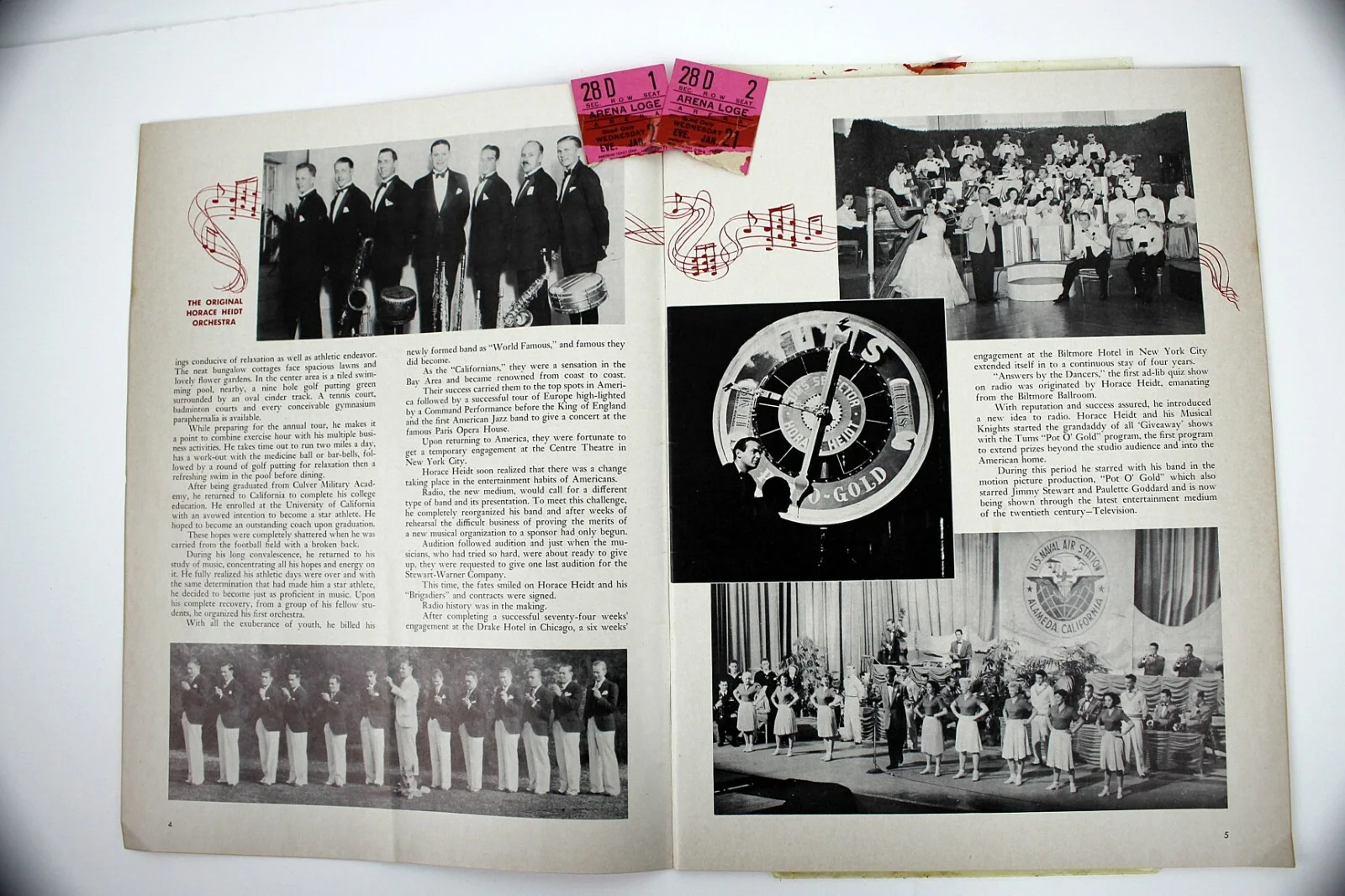Horace Heidt American Big Band Pianist Concert Program with Tickets 1953, image 3