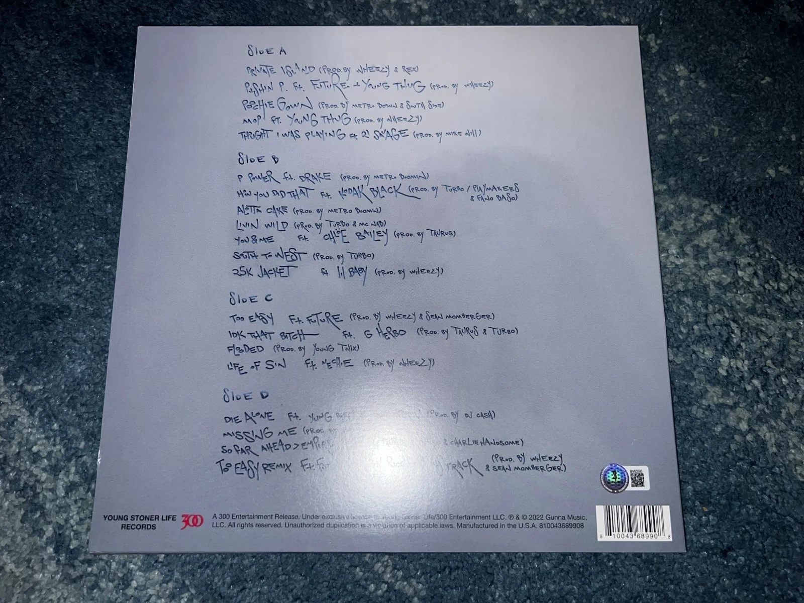 Gunna Signed DS4EVER Vinyl Rap Legend Superstar Number 1 Album Beckett #2, изображение 3