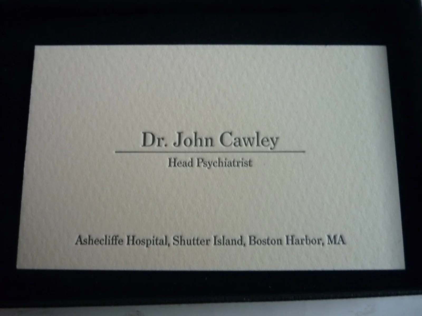 Movie replica prop boxed business card Dr John Cawley shutter island head, изображение 4