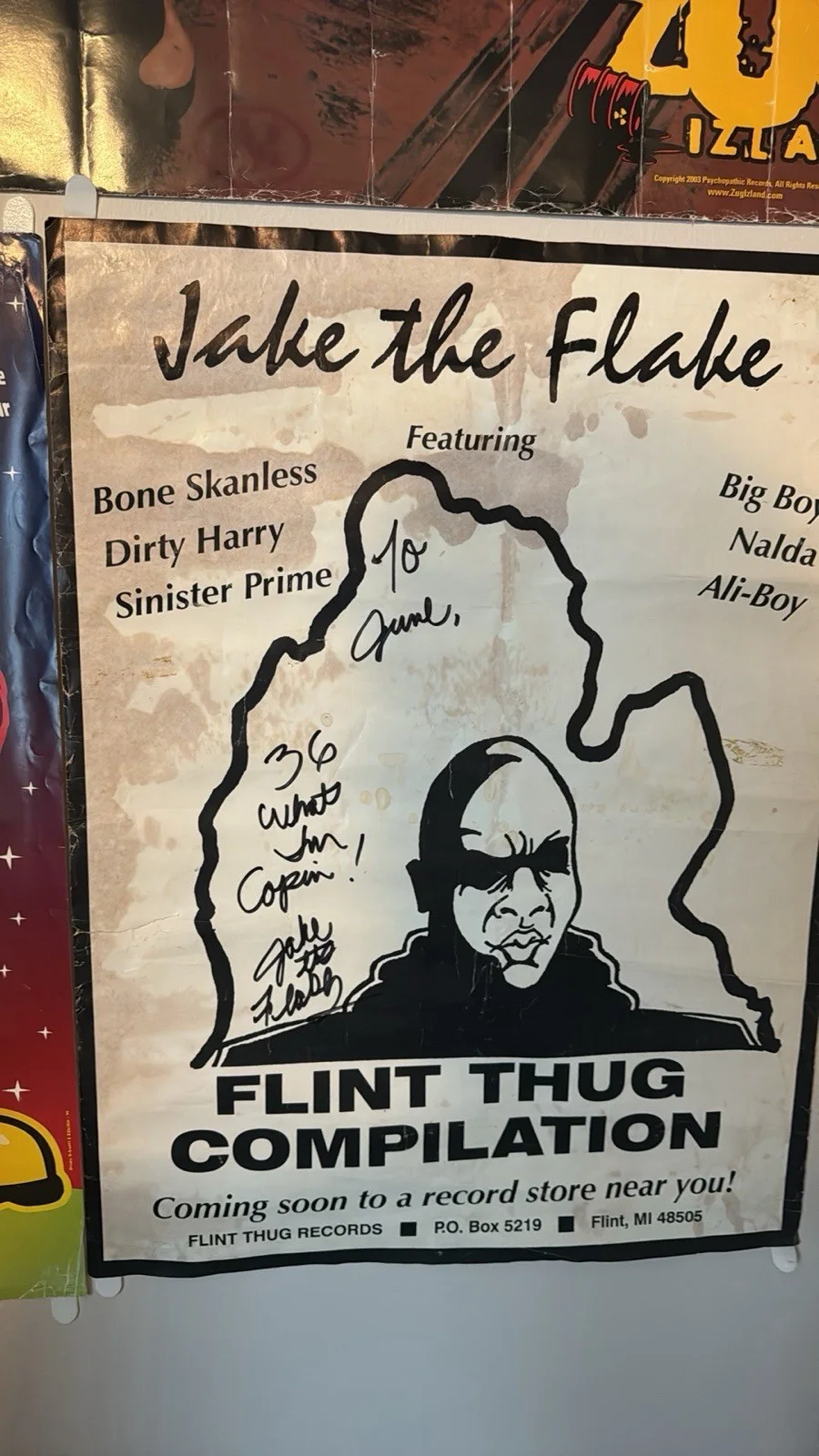 Jake The Flake Signed Promo Poster Flint Thugs ICP, image 2