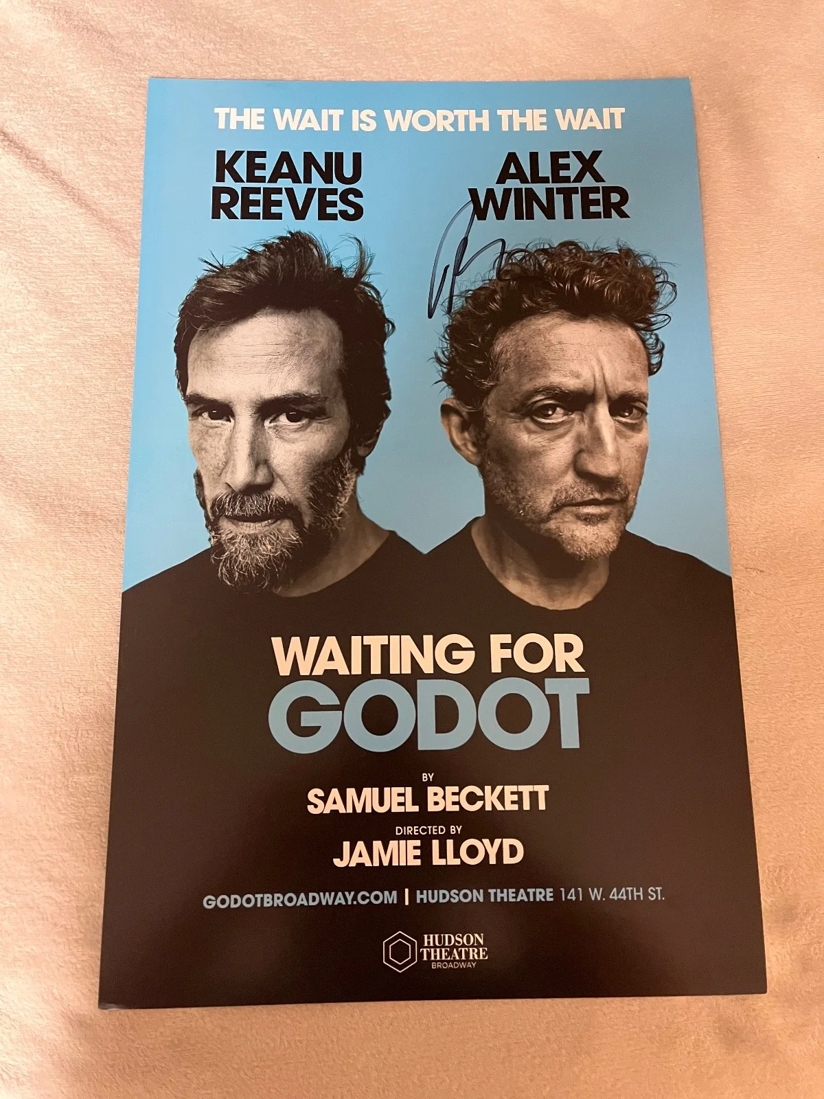 Alex Winter — Waiting For Godot Signed Autographed 14x22 Window Card Broadway Alex Winter