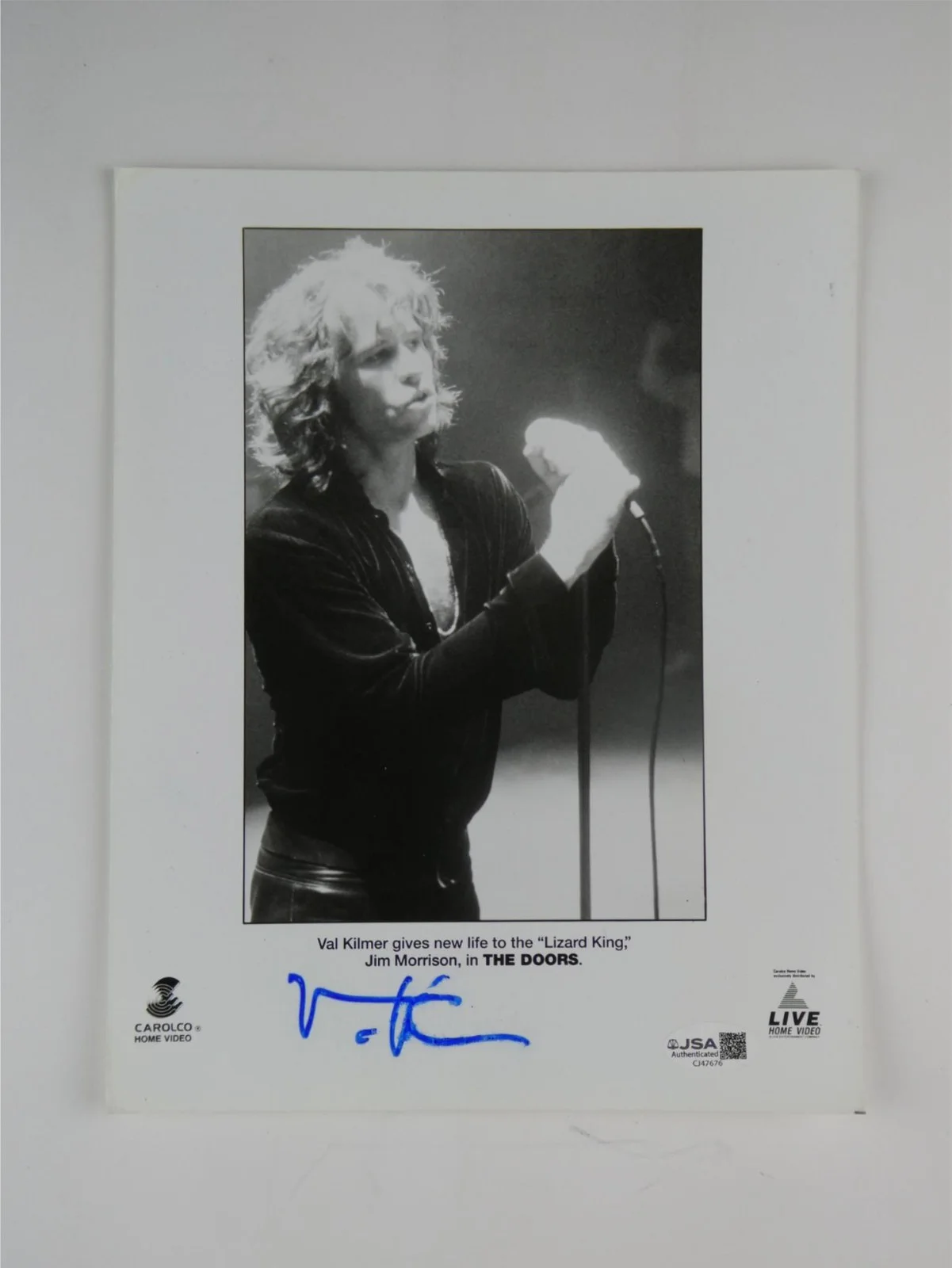 Val Kilmer — Val Kilmer Signed B&W 8x10 Promo Photo The Doors Autographed Smear JSA COA, image 2