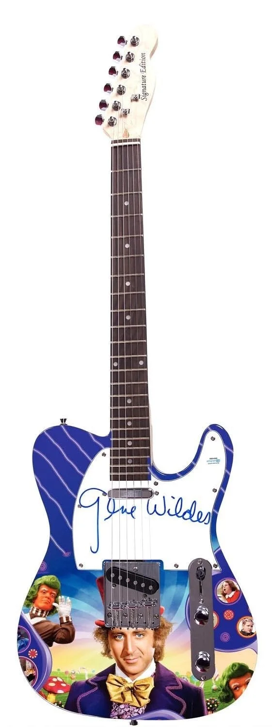 Gene Wilder — Gene Wilder Super Rare SIGNED Custom “Willy Wonka” Graphic Guitar – 1/1 Beckett, image 3