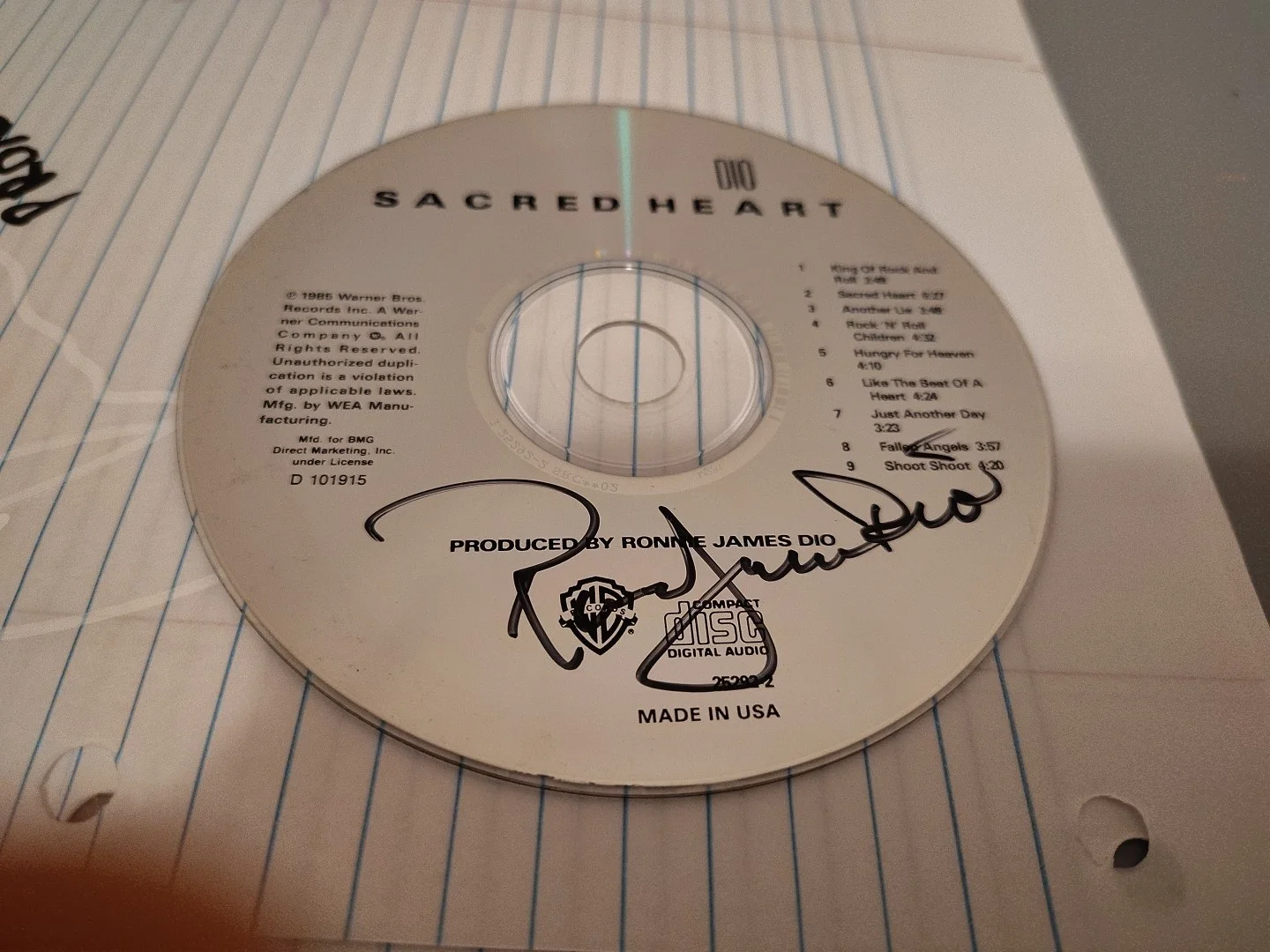 Ronnie James Dio Signed Sacred Heart Cd Disc Impossible Find Black Sabbath, image 2