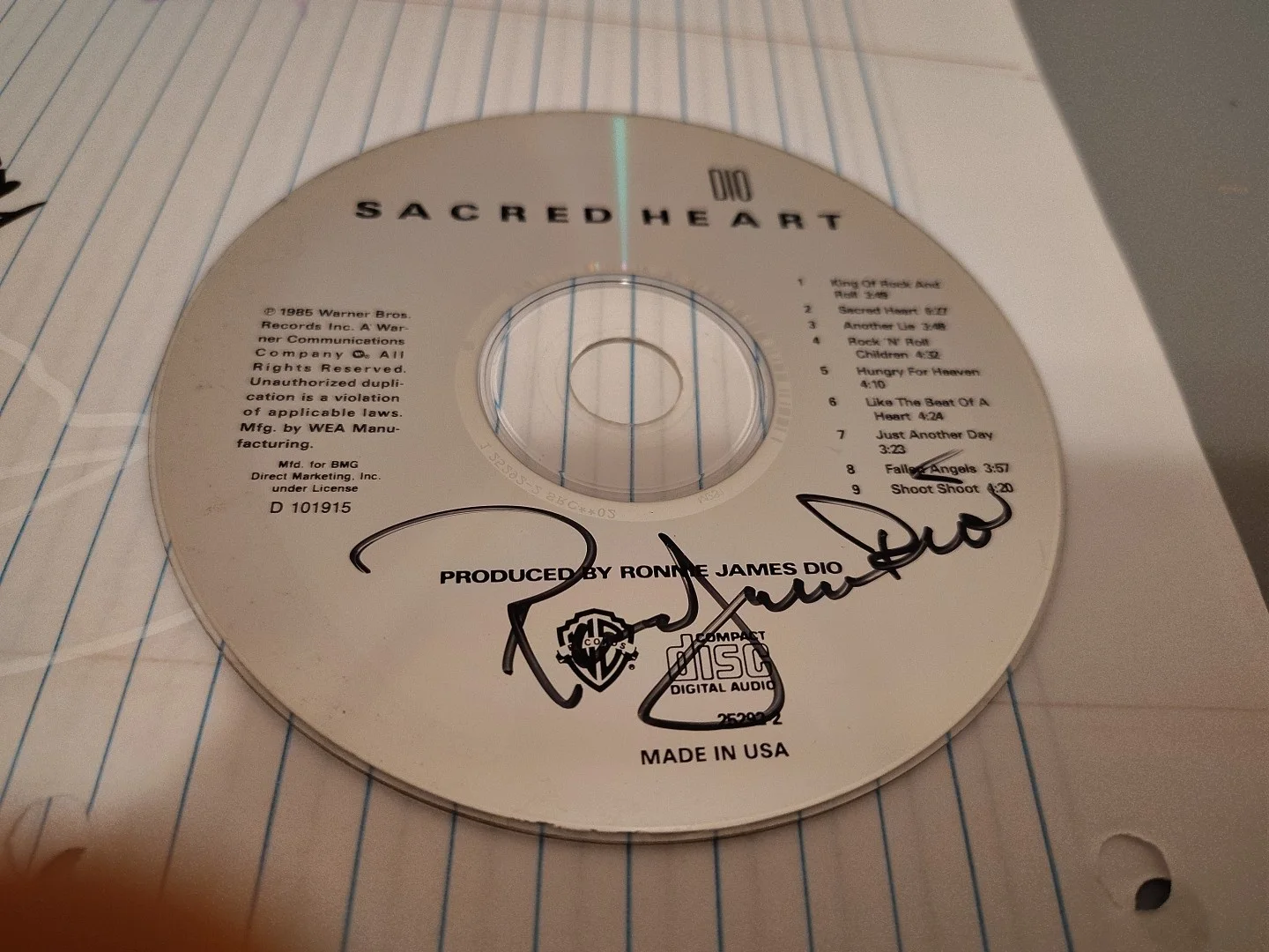 Ronnie James Dio Signed Sacred Heart Cd Disc Impossible Find Black Sabbath, image 4