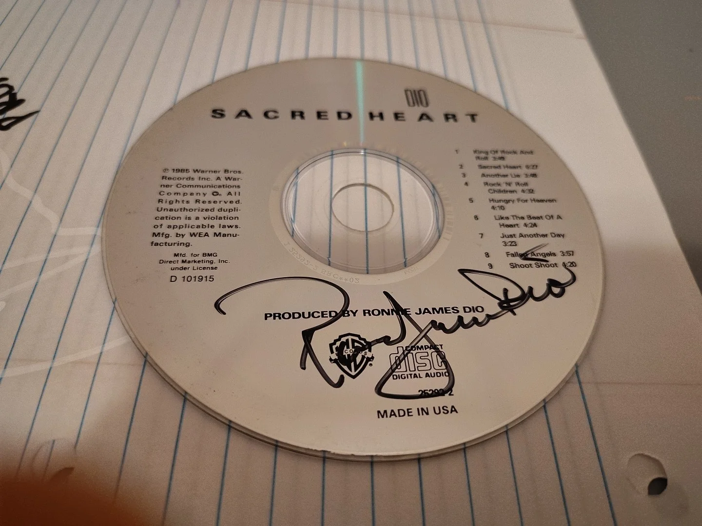Ronnie James Dio Signed Sacred Heart Cd Disc Impossible Find Black Sabbath, image 5