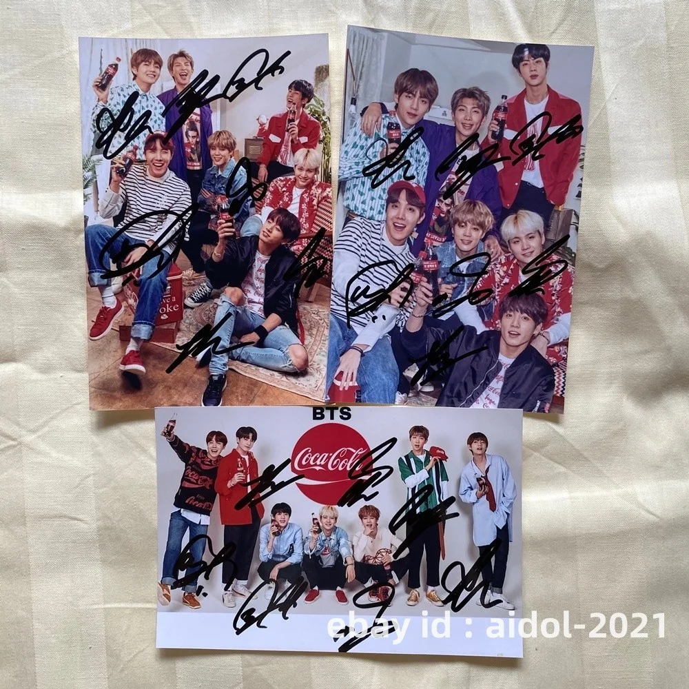 BTS JK JUNG KOOK V SUGA JIN JIMIN Group Autographed Signed Photo 4*6 K-POP RARE, изображение 2