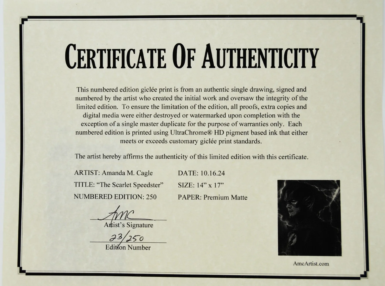 Grant Gustin — GRANT GUSTIN Signed 14x17 Giclee Print Flash artist Amanda Cagle JSA #CI13915, изображение 5