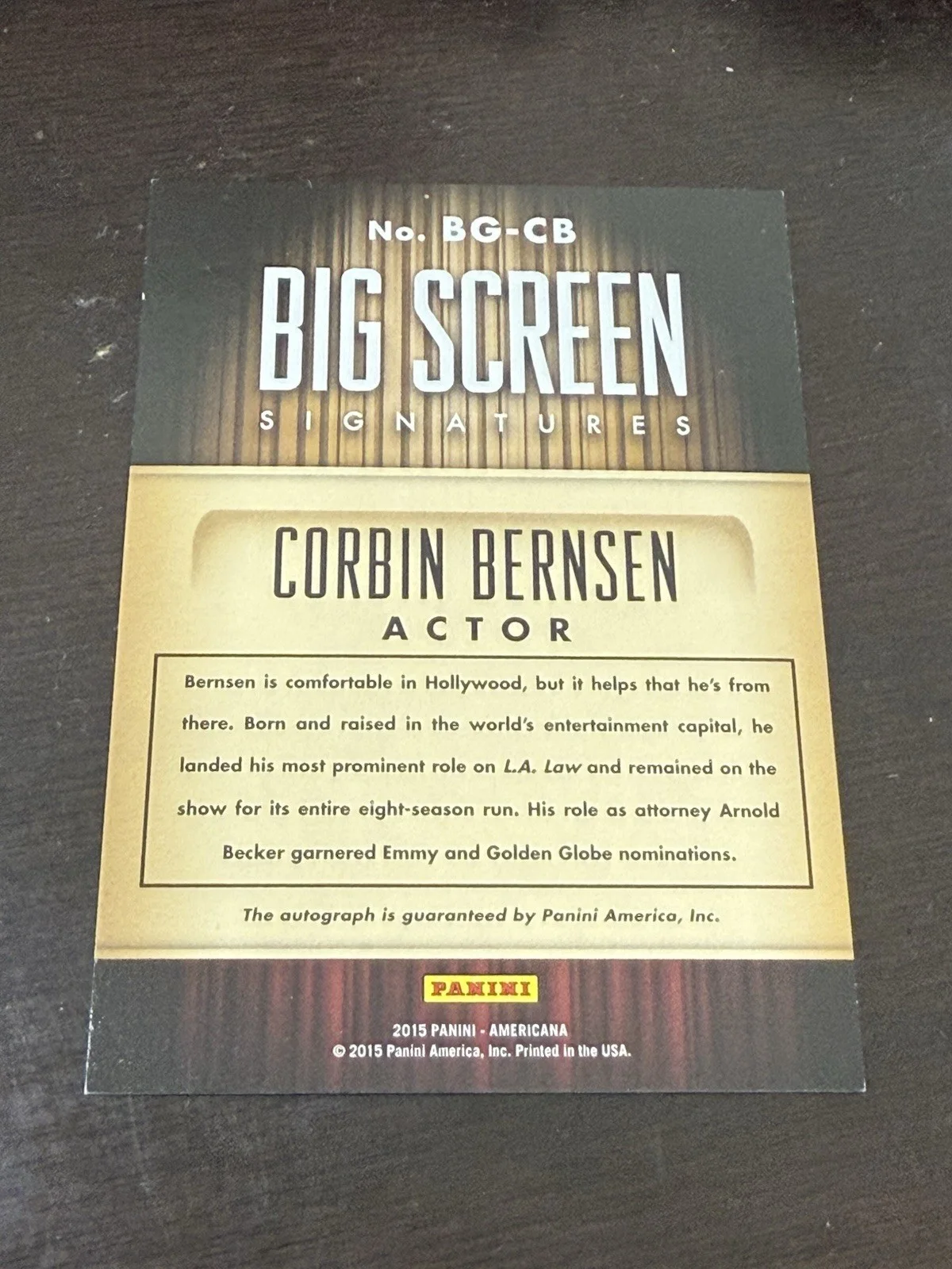 Corbin Bernsen 2015 Americana Big Screen Signatures Auto Autograph, image 2