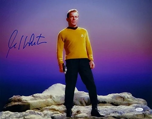 William Shatner Signed Star Trek 16x20 Standing on Rock *Blue/Left JSA W Auth, image 3