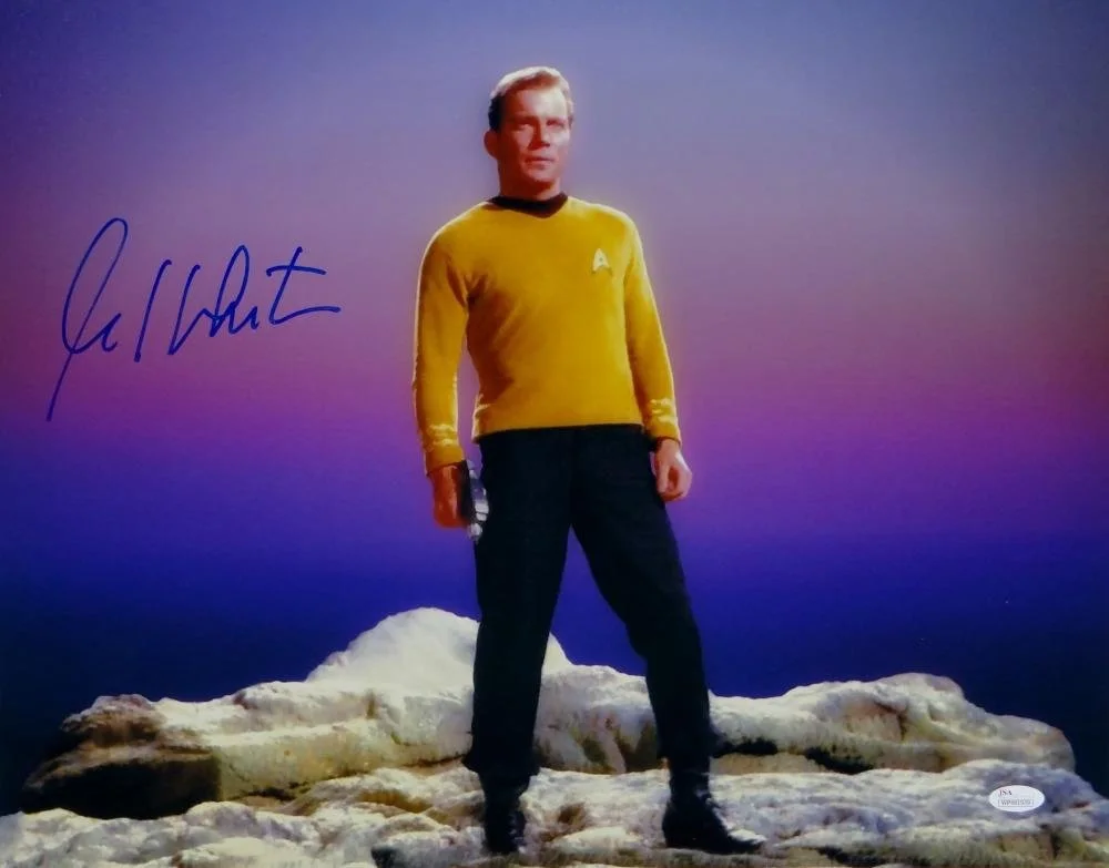 William Shatner Signed Star Trek 16x20 Standing on Rock *Blue/Left JSA W Auth, image 4