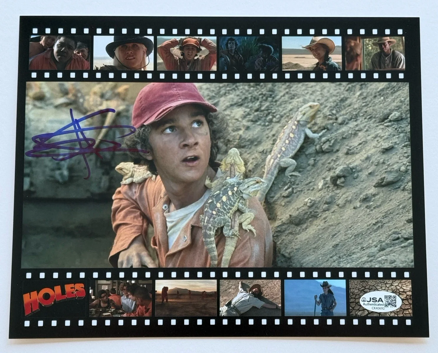 Shia LaBeouf — Shia LaBeouf SIGNED Holes 8x10 photo EXACT PROOF Transformers Disturbia JSA B