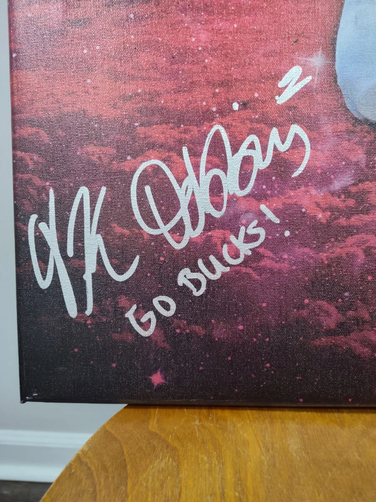 J.K. Dobbins Signed 20x24 Stretched Canvas Ohio State Autographed JSA COA Red, image 2