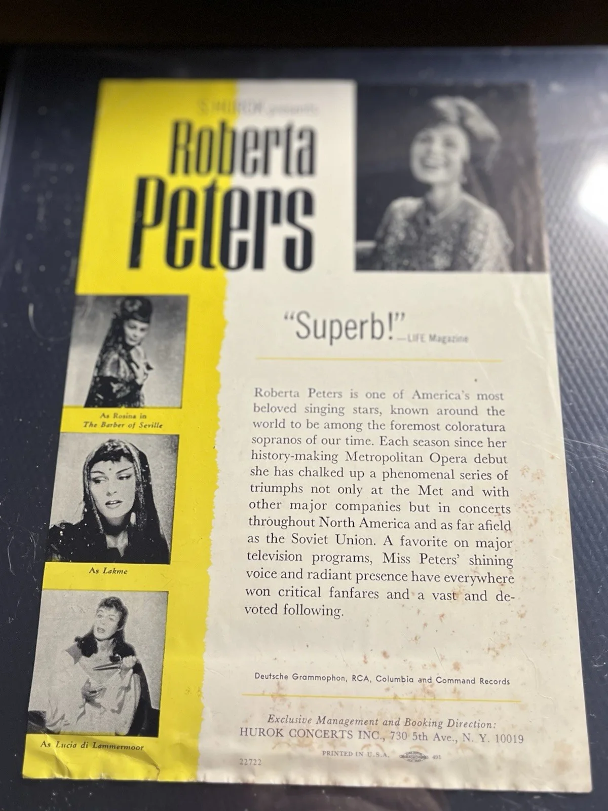 Roberta Peters Metropolitan Opera Singer Signed Cut Sheet w/ COA & Top Loader, image 4