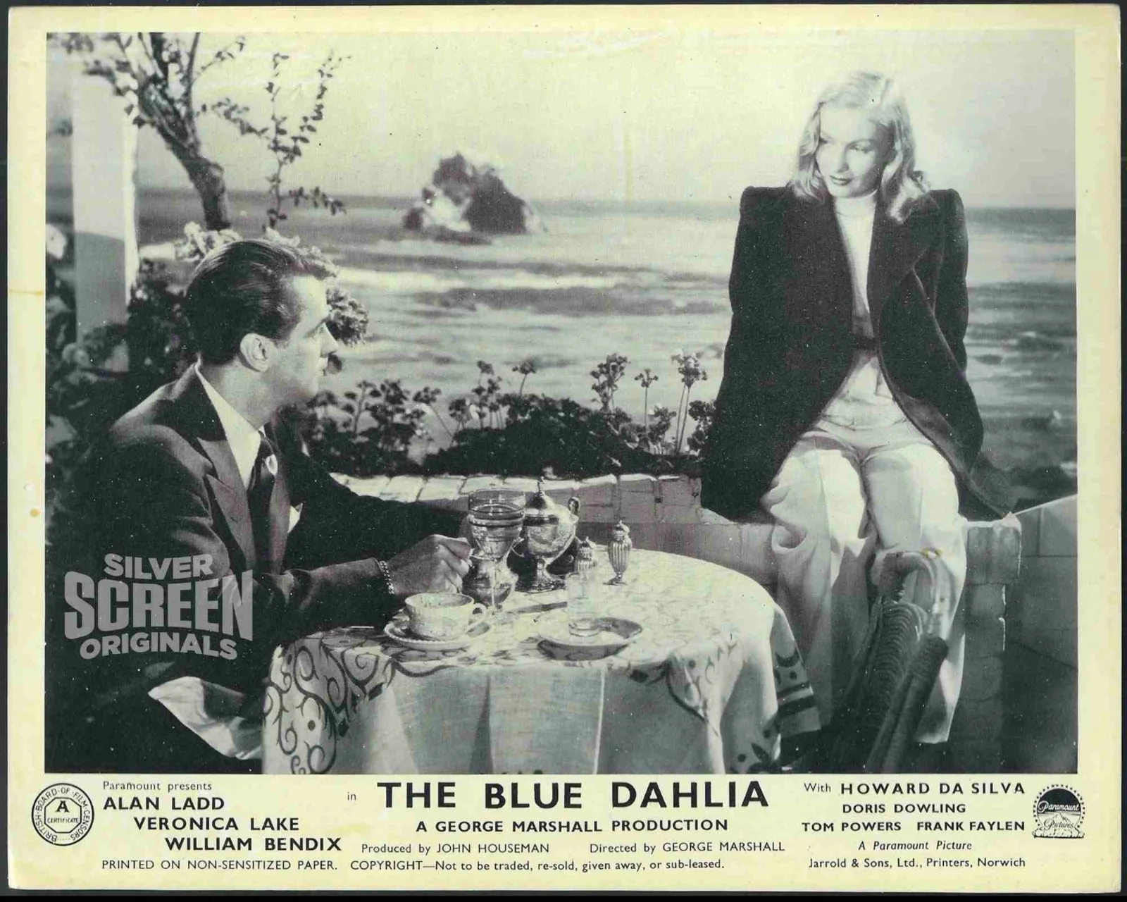 The Blue Dahlia 4x ORIGINAL UK FOH Lobby Cards Alan Ladd Veronica Lake 1946, изображение 2