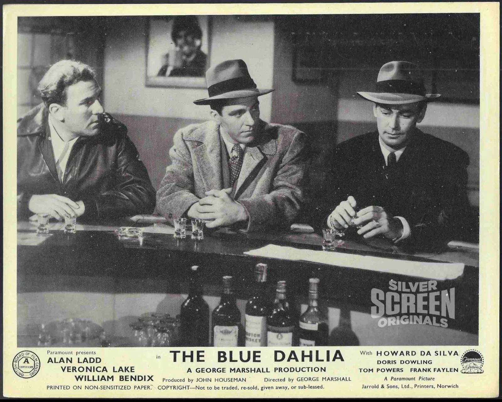 The Blue Dahlia 4x ORIGINAL UK FOH Lobby Cards Alan Ladd Veronica Lake 1946, изображение 4