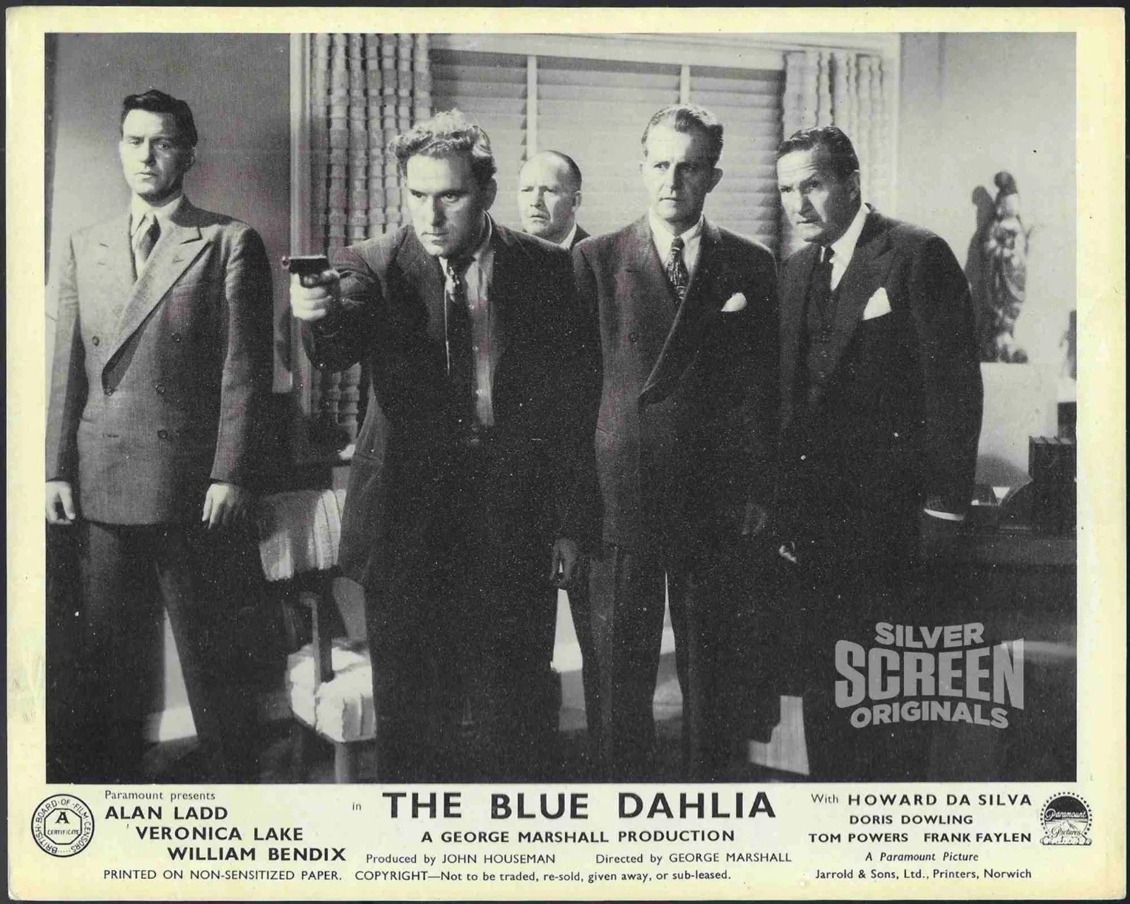 The Blue Dahlia 4x ORIGINAL UK FOH Lobby Cards Alan Ladd Veronica Lake 1946, изображение 5
