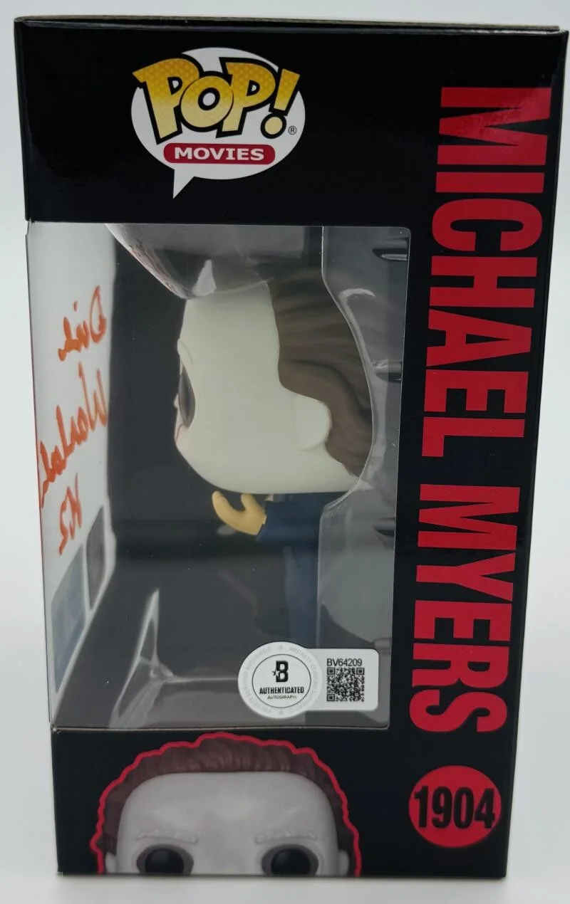 DICK WARLOCK — DICK WARLOCK SIGNED MICHAEL MYERS SCARE FAIR FUNKO POP 1904 HALLOWEEN II BAS J09, изображение 2