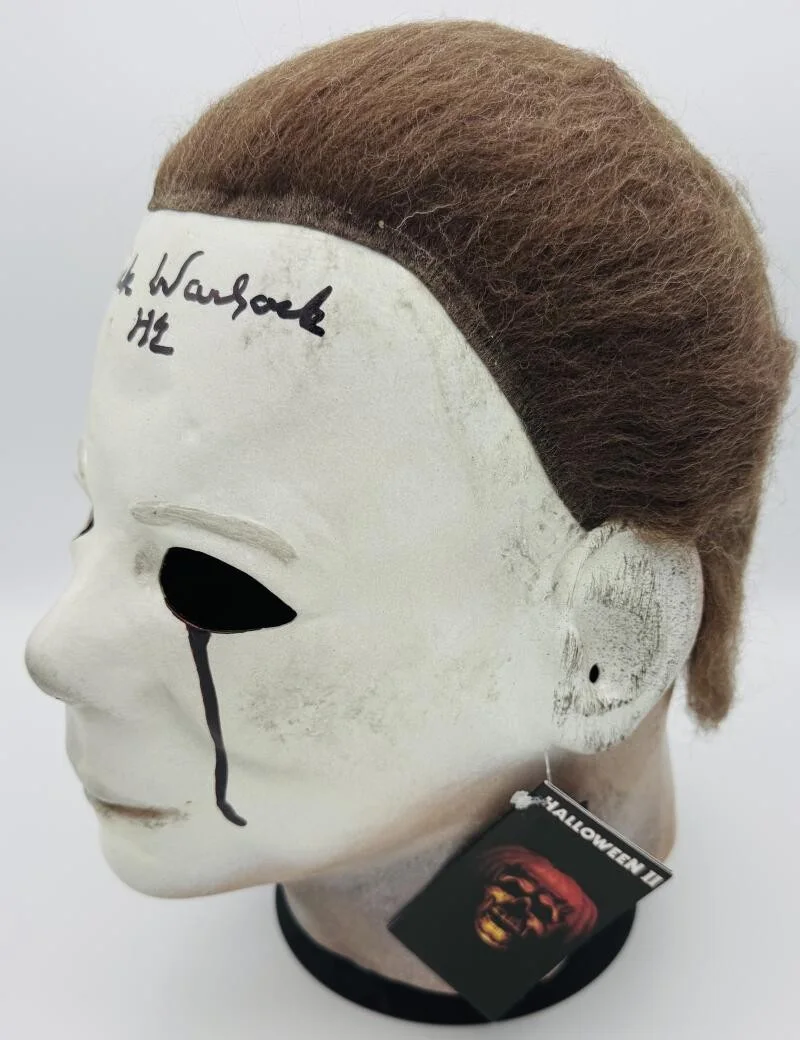 DICK WARLOCK — DICK WARLOCK SIGNED HALLOWEEN II MASK TRICK OR TREAT MICHAEL MYERS H2 BAS J52, image 3