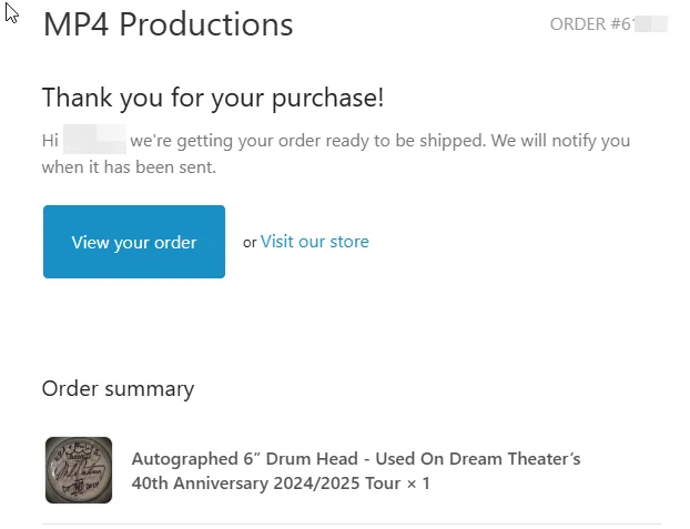 (SIGNED) MIKE PORTNOY 6” Drum Head - Used On Dream Theater’s 40th Annv 2024/2025, image 2