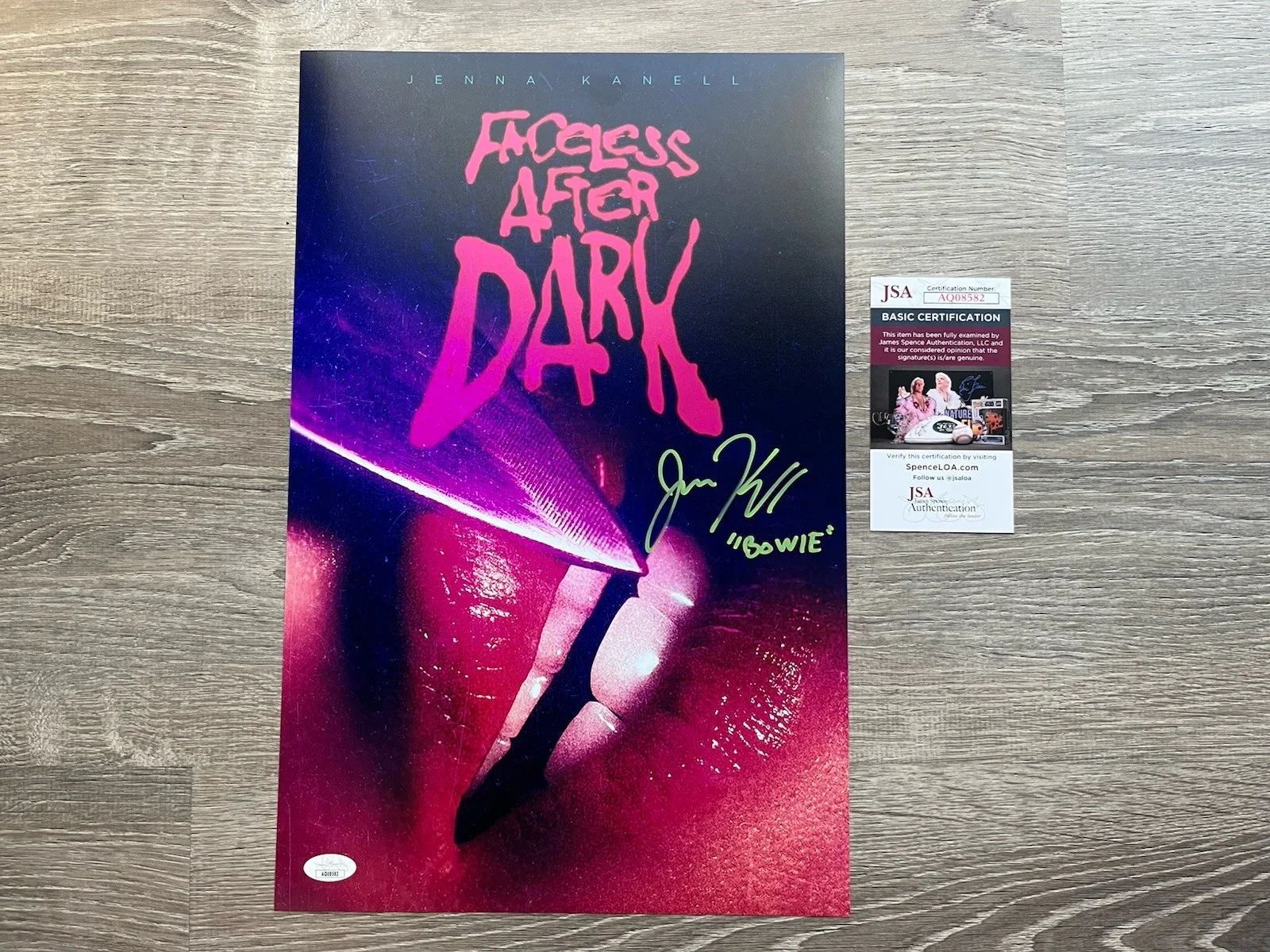 Jenna Kanell — Jenna Kanell Signed Faceless After Dark 11x17 Photo JSA COA Bowie Terrifier