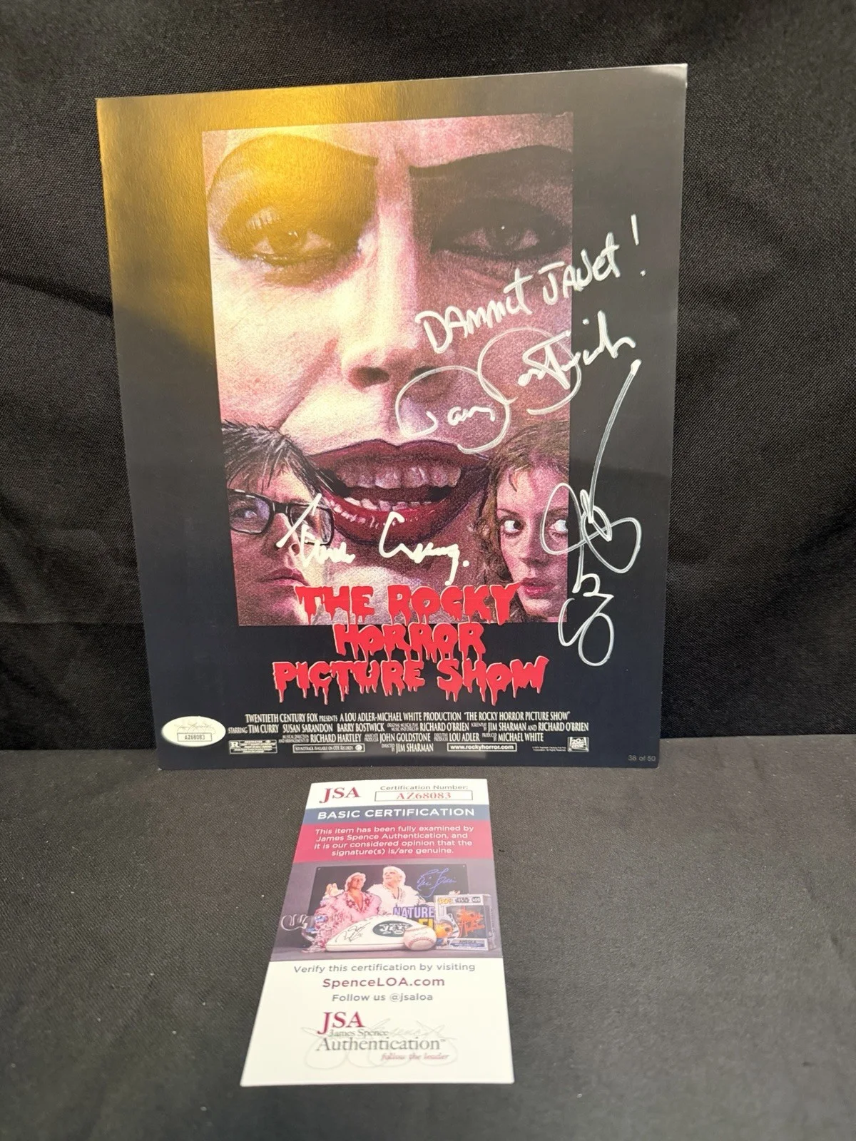 Tim Curry Susan Saradon Barry Bostwick — The Rocky Horror Picture Show RHPS 8x10 Curry +2 Cast Signed Photo JSA Cert Auto, image 2