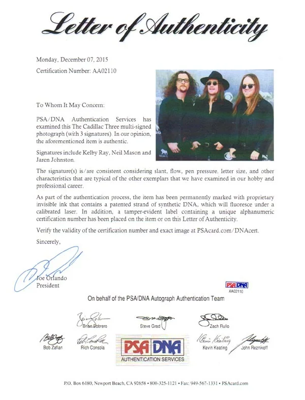 THE CADILLAC THREE ENTIRE BAND SIGNED AUTOGRAPHED 11x14 PHOTO VERY RARE PSA/DNA, изображение 2